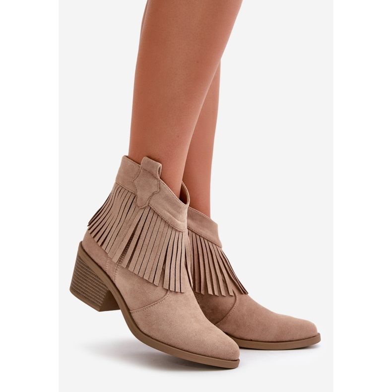 Cowboystövlar dam med dragkedja Eco Mocka Beige S.Barski HY42-127 1