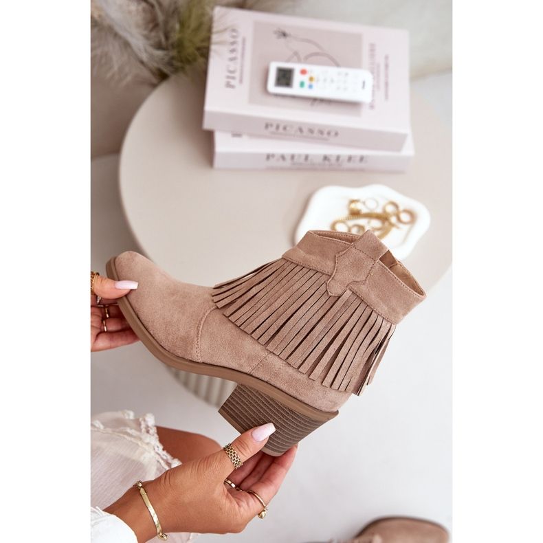 Cowboystövlar dam med dragkedja Eco Mocka Beige S.Barski HY42-127 2