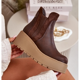 Damisolerade stövlar på plattform och kilar Brun Mivanira 2