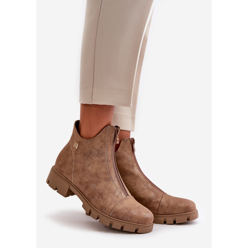 Isolerade ankelstövlar för kvinnor med skavsår Eco Läder Brunt och Guld Verietta 1