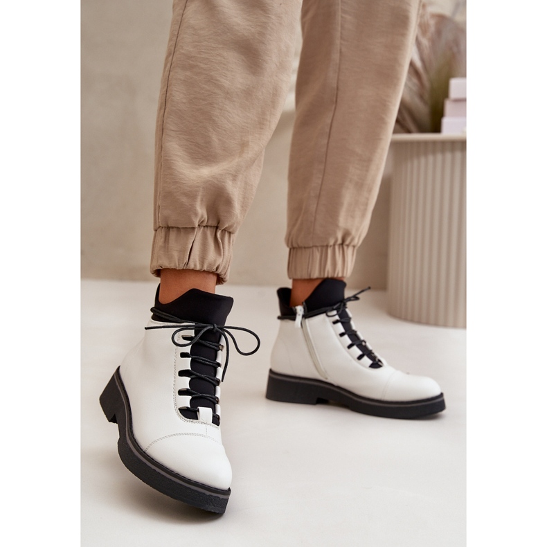 Damisolerade låg-höga stövlar, ekologiskt läder, vit 2