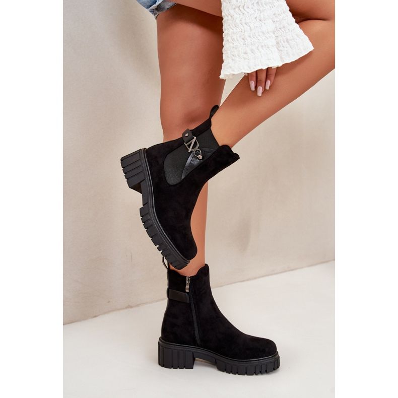 Eko mocka svart isolerade damstövlar med gulddetalj Bervena 2