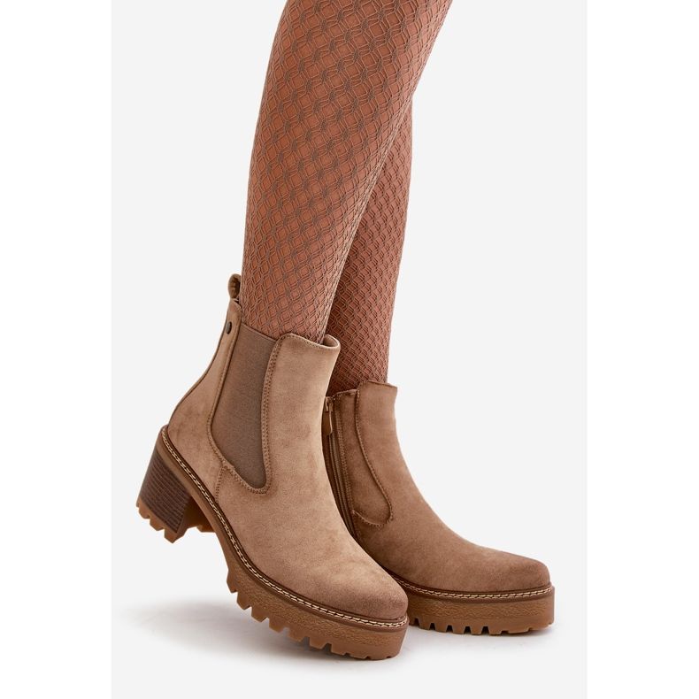 Isolerade damstövlar på hög klack Eco Mocka Beige Irissinae 1