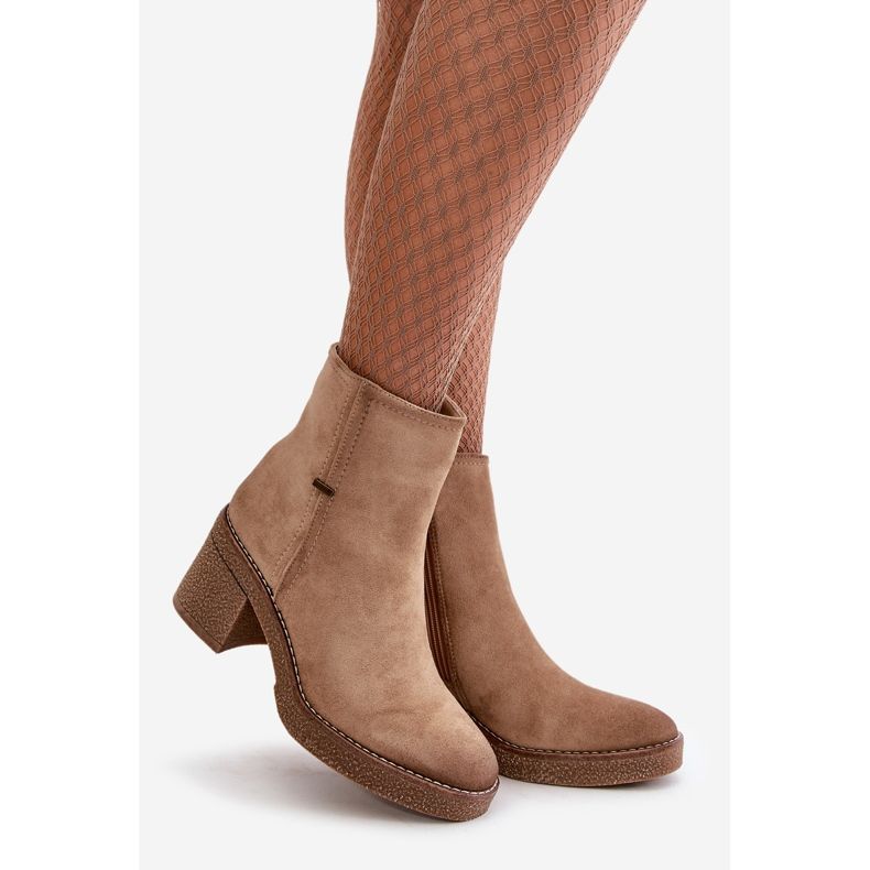 Damstövlar på högklackat isolerade Eco Mocka Beige Arkesia 1