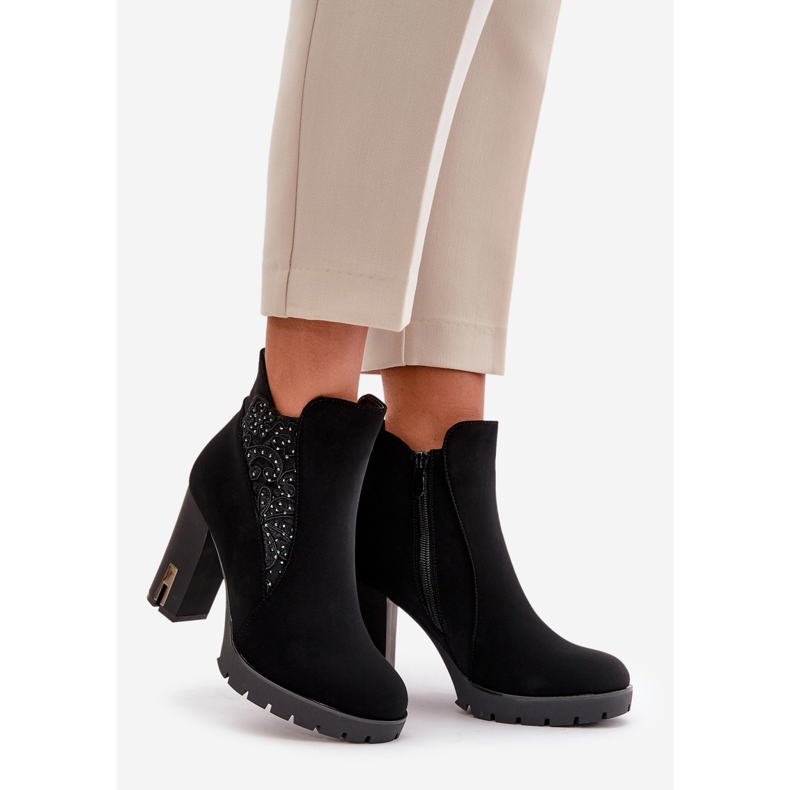 PS1 Isolerade damstövlar på hög klack med broderi, Black Verissae svart 1