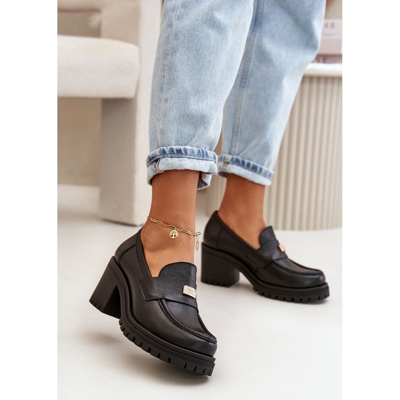 Zazoo 20168 Eleganta högklackade damskor, naturligt läder, svart 2