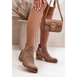 Zazoo 60475 mocka damstövlar med låg klack, uppvärmd, mörkbeige 2