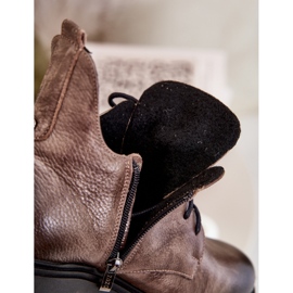 Zazoo 60309 Platta läderstövlar för kvinnor Mörkbeige 2