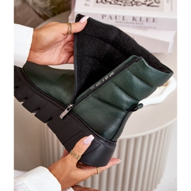 Zazoo 60512 Läderstövlar för kvinnor med dragkedja, varma med filt, mörkgröna 2