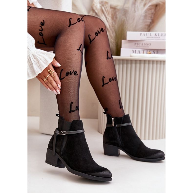 Zazoo 60478 Stövlar med hög klack i mocka, isolerade, fästs med dragkedja, svarta 2