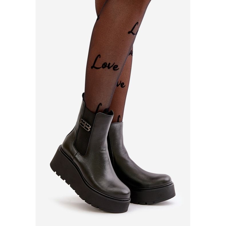 Zazoo 60498 Chelsea stövlar för kvinnor på plattform och kilar, svarta 1