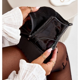 Zazoo 60499 Patent damstövlar på plattform och kil Varmt naturligt läder Mörkgrönt svart 2