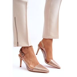 S. BARSKI Höga klackar med dekoration MR1966-11 Champagne gyllene 4