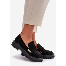 Genombrutna skor för kvinnor Mockasiner Svart Tannes 1