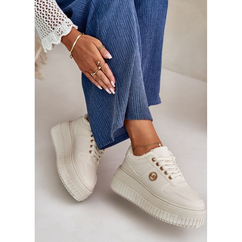 Isolerade sportsneakers för kvinnor med en tjock sula, Beige Verissha 2