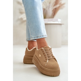 Damisolerade sneakers på en tjock sula med gulddetalj Brun Lotira 7