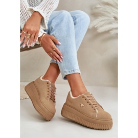 Damisolerade sneakers på en tjock sula med gulddetalj Brun Lotira 9