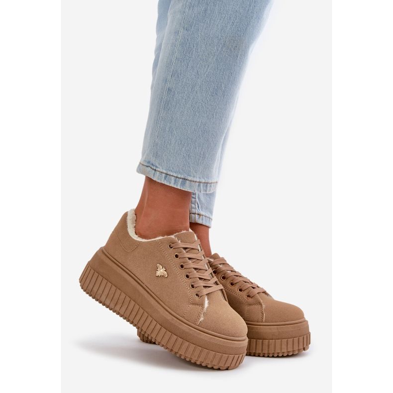 Damisolerade sneakers på en tjock sula med gulddetalj Brun Lotira 1