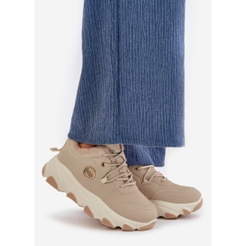 Isolerade sportskor med snörning för kvinnor på plattformen, beige, vit 1