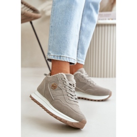 Isolerade sportskor i läder på plattform, Grey Adite grå 2