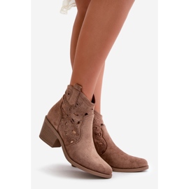 Mocka, genombrutna Cowboystövlar för kvinnor Brun S.Barski HY42-086 1