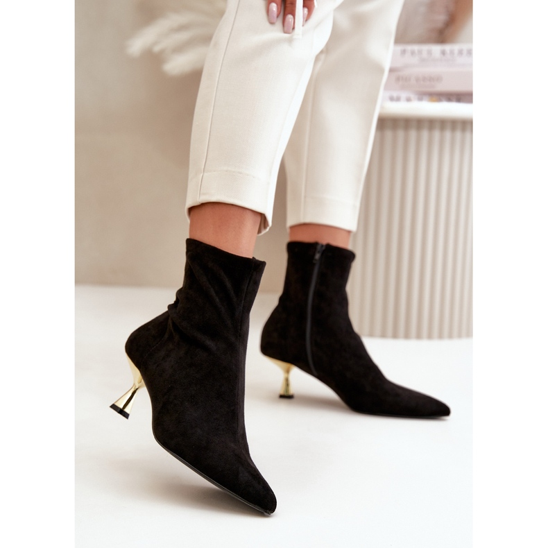 Eco Mocka högklackade damstövlar med spetsiga tår, svart Irithare 2