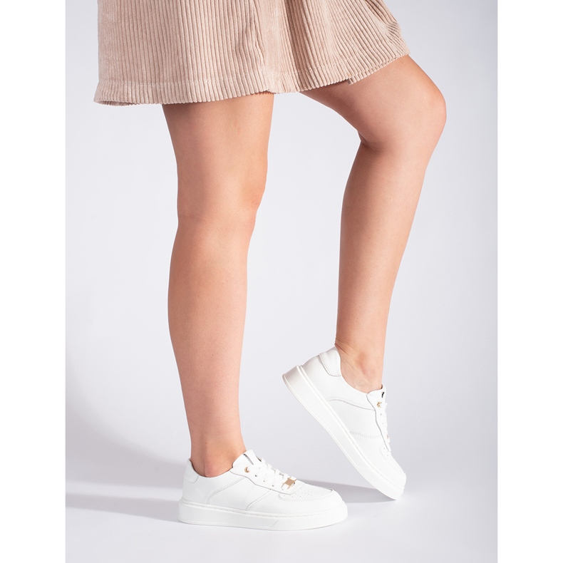 Vita sportskor i läder för kvinnor 1