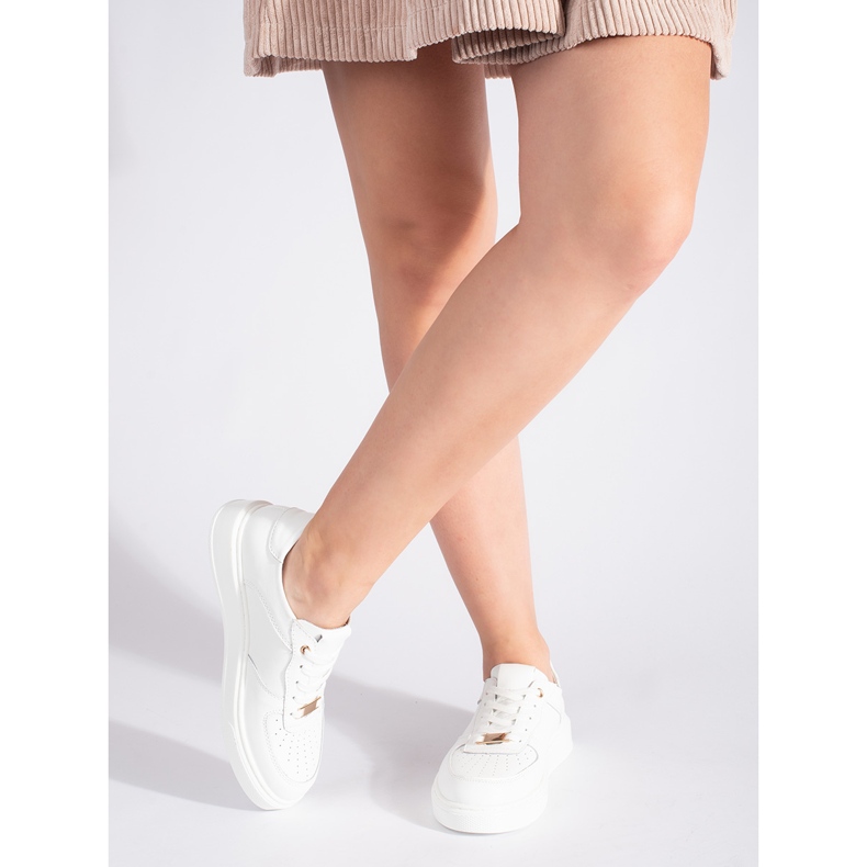 Vita sportskor i läder för kvinnor 2