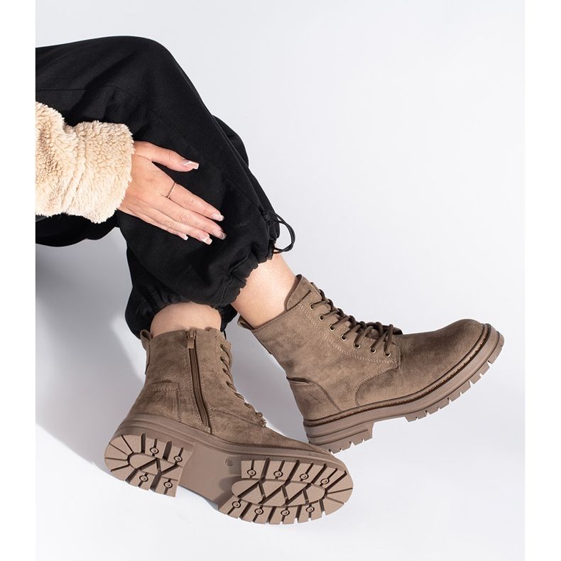 Bruna arbetarstövlar med snörning för kvinnor från Sergio Leone 1