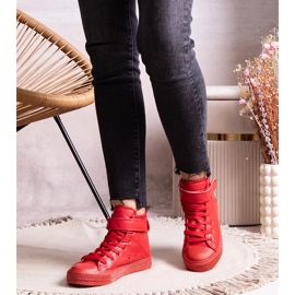 Röda high-top sneakers gjorda av Bonbonita eco-läder 1