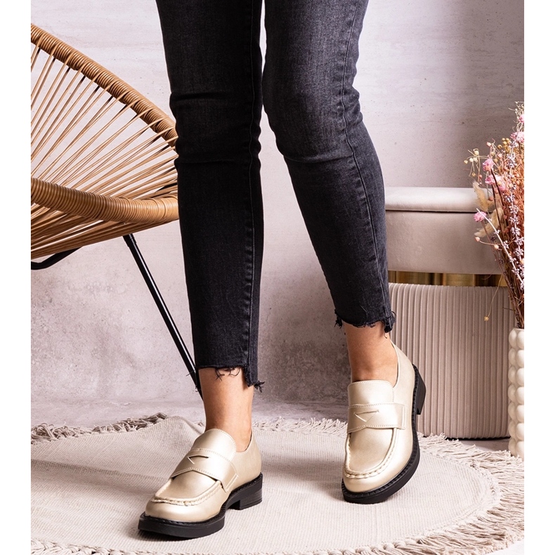 Guld eleganta Élodie loafers gyllene 1