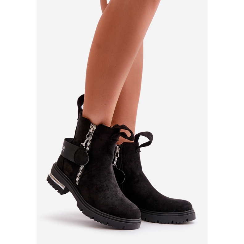 Varma stövlar för kvinnor med dragkedja Svart Calvaro 1