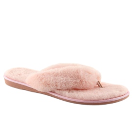 Rosa rosa flip-flops med päls 2