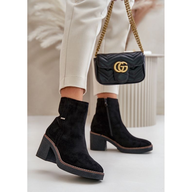 Kvinnors ankelstövlar på hög klack isolerad Eco Mocka Svart Arkesia 2