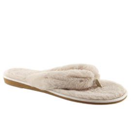 Flipflops med beige beige päls 2