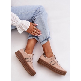 Zazoo N1068S4 Sneakers i mocka för kvinnor på plattformen Leopard Rosa 2