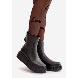 Zazoo 60369 Ankelstövlar i läder för kvinnor på plattformen, svarta 1