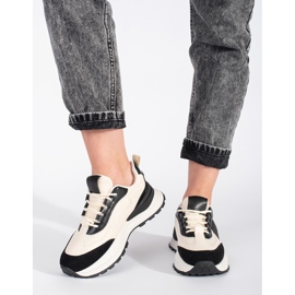 Svarta och beige sportskor för kvinnor 2