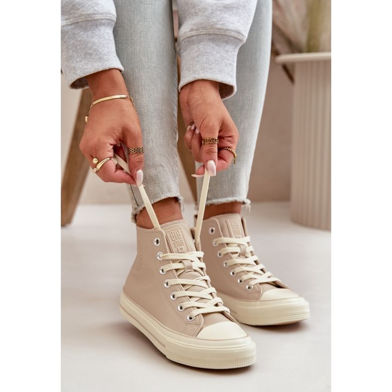 Isolerade sneakers för kvinnor gjorda av ekologiskt läder Beige Big Star OO274934 2