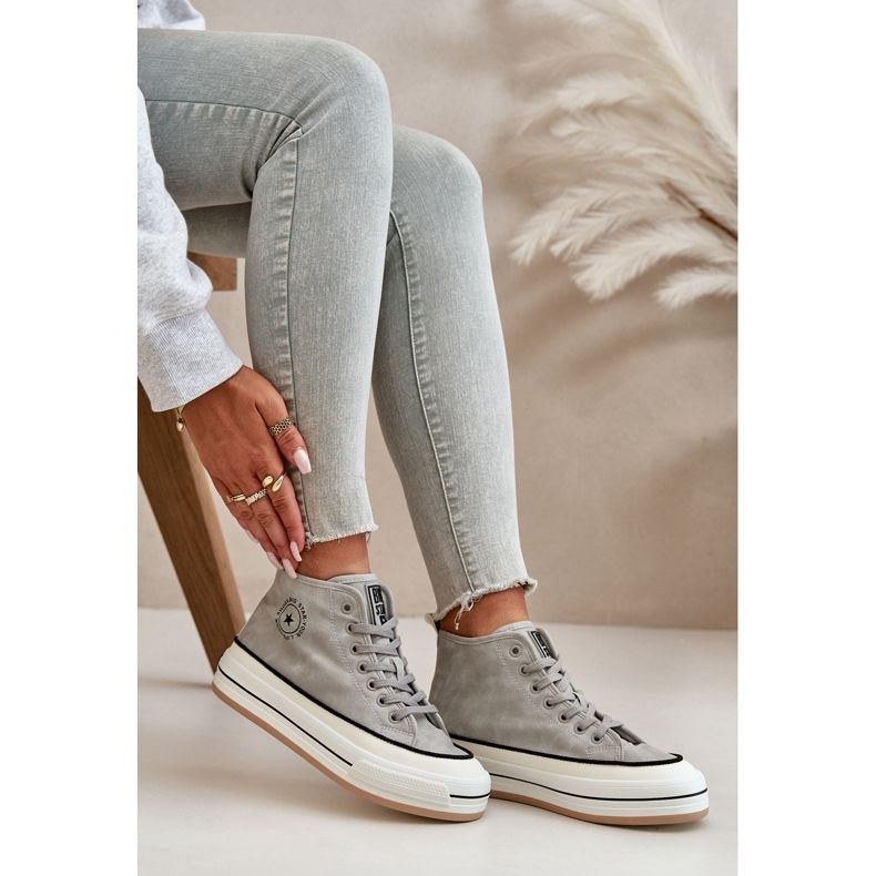 Isolerade damsneakers på Eco Leather Platform Big Star OO274070 White grå 2