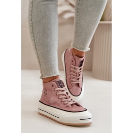 Isolerade damsneakers på Eco Leather Platform Big Star OO274068 Rosa 4