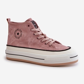 Isolerade damsneakers på Eco Leather Platform Big Star OO274068 Rosa 5