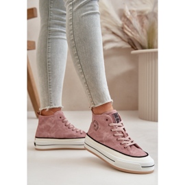 Isolerade damsneakers på Eco Leather Platform Big Star OO274068 Rosa 8