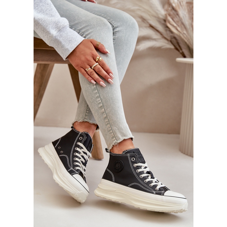 Platform Sneakers för kvinnor Eco Leather Big Star OO274063 Svart 2