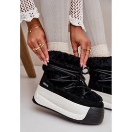 Snöstövlar i läder för kvinnor på en tjock sula med päls Big Star OO274A206 Svart 2