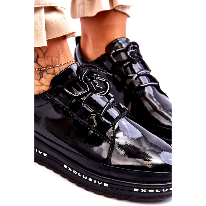 S.Barski Svarta Chantal Sneakers i lack 5