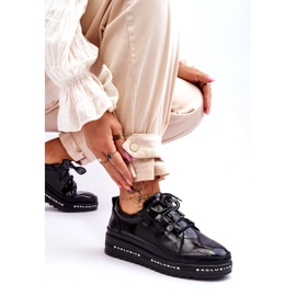 S.Barski Svarta Chantal Sneakers i lack 6