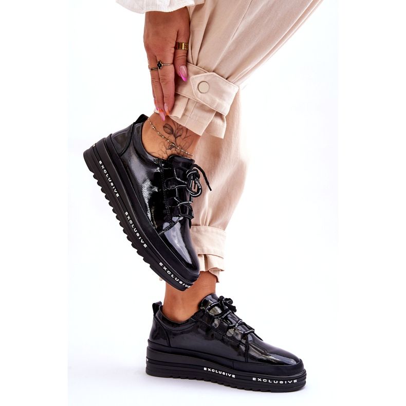 S.Barski Svarta Chantal Sneakers i lack 3