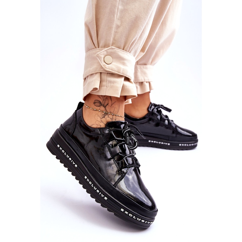 S.Barski Svarta Chantal Sneakers i lack 4