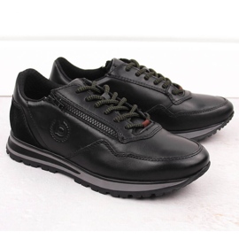 Bekväma svarta läderskor för män Bugatti OO153301 1